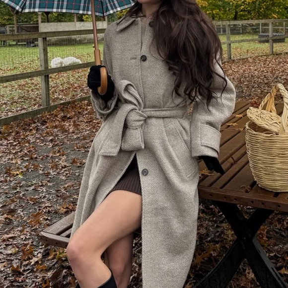 Everlane Jackets & Blazers - Everlane Herringbone Tan Coat